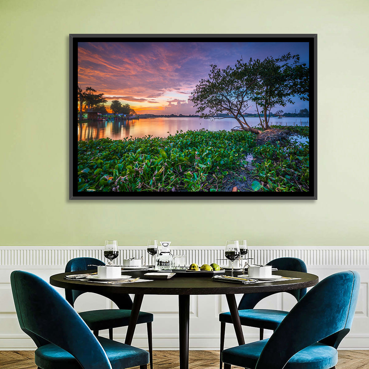 Cipondoh Lake Hyacinth Sunset Wall Art in a room, landscape