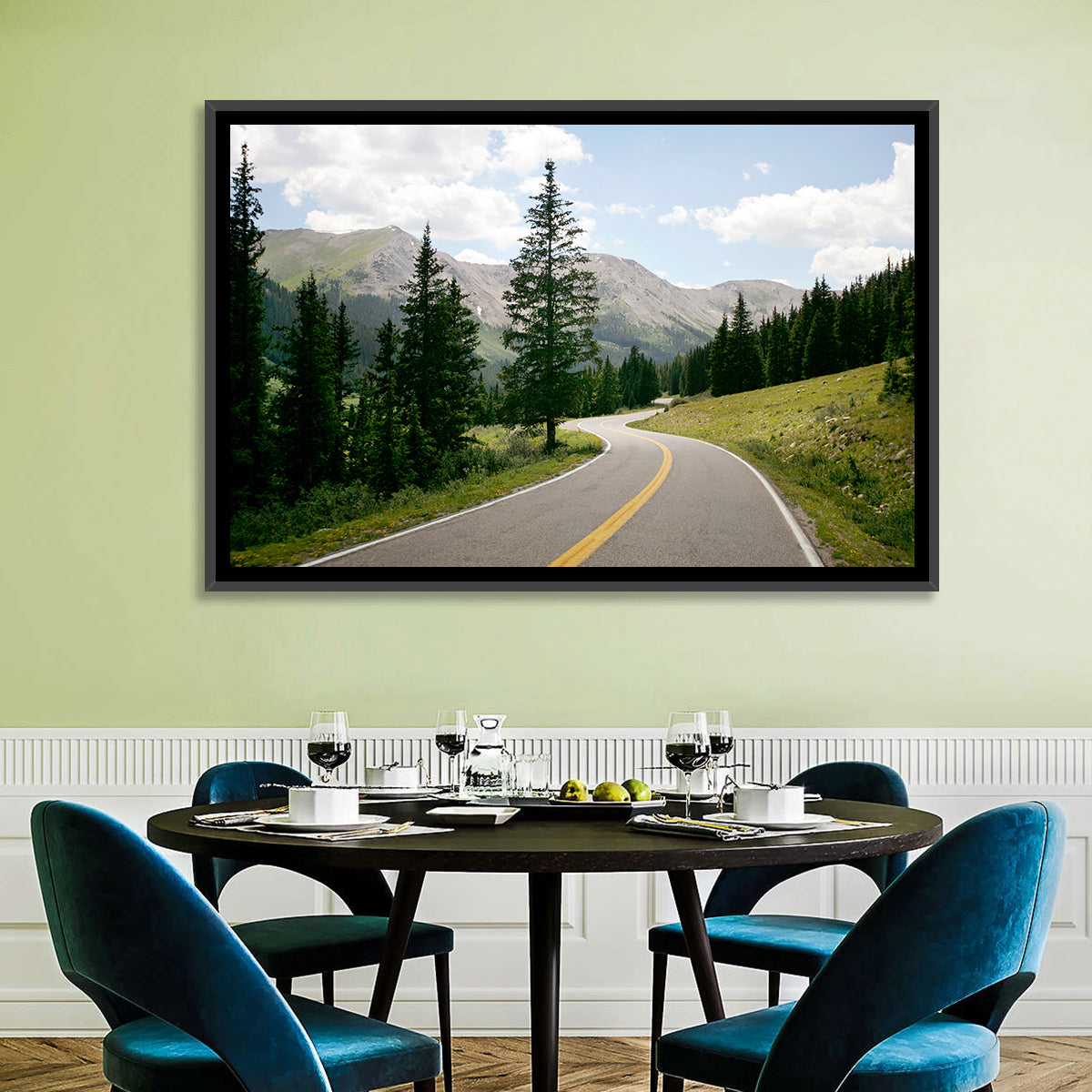 Colorado Mountain Road Wall Art in a room, landscape