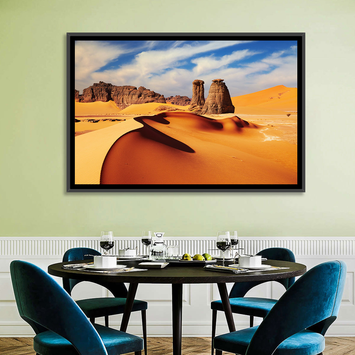 Tadrart Rouge Sand Dunes Wall Art in a room, landscape