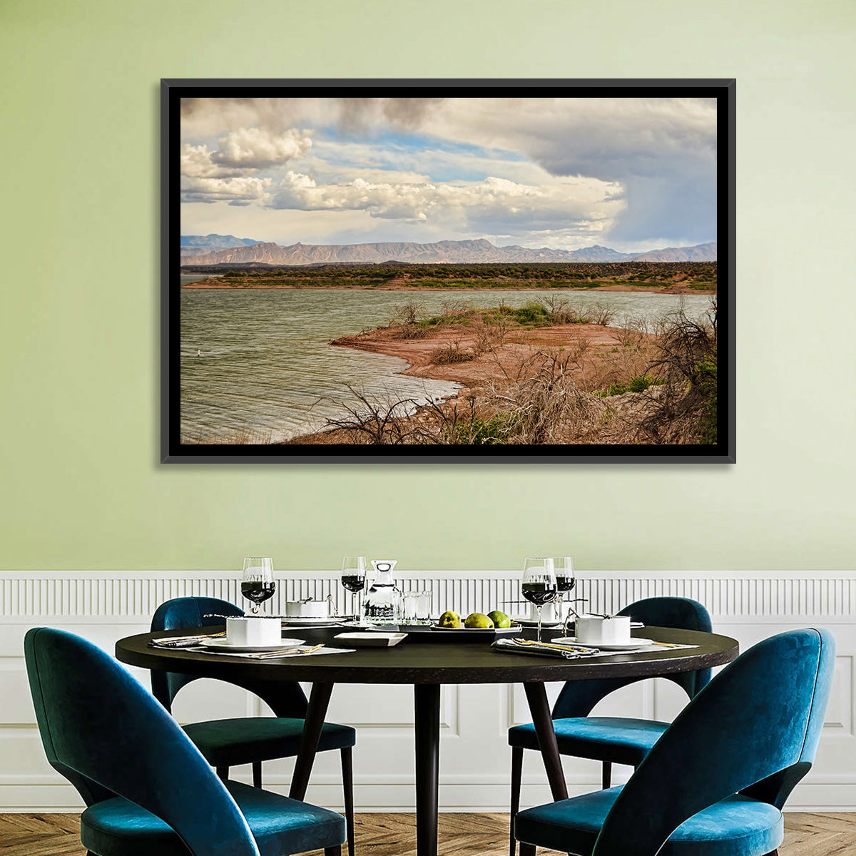 Roosevelt Lake Shoreline Wall Art in a room, landscape
