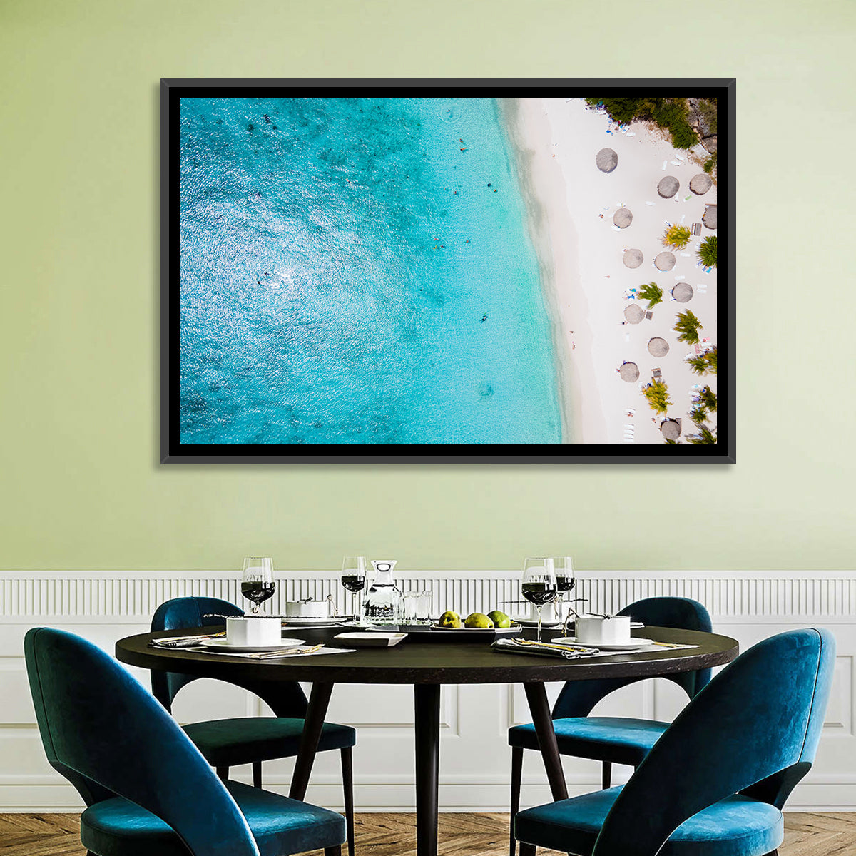 Cas Abou Aerial Shoreline Wall Art in a room, landscape