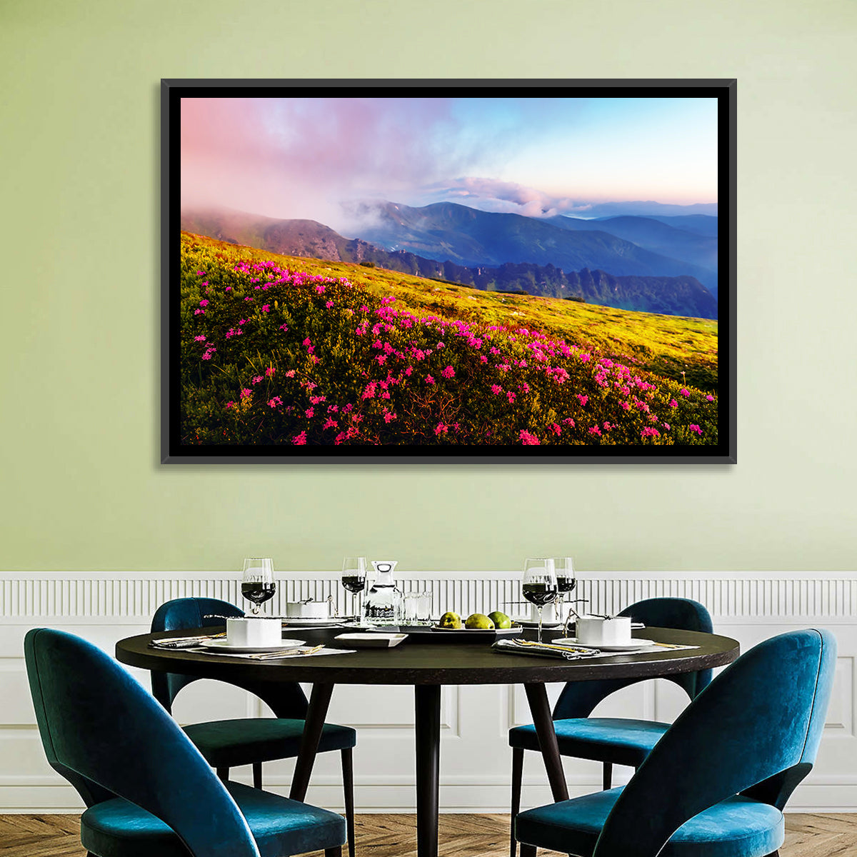 Alpine Rhododendron Meadow at Golden Hour Wall Art