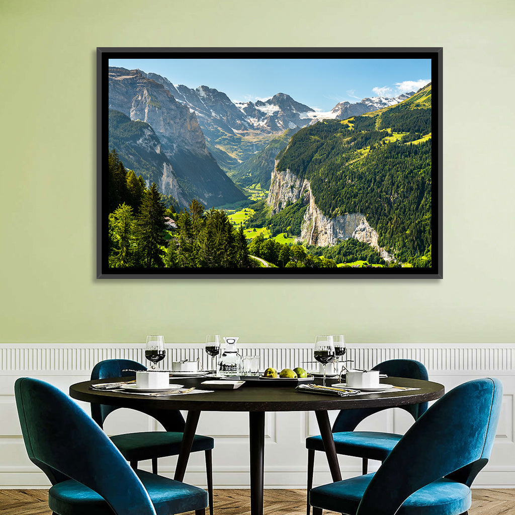 Lauterbrunnen Valley Waterfall View Wall Art