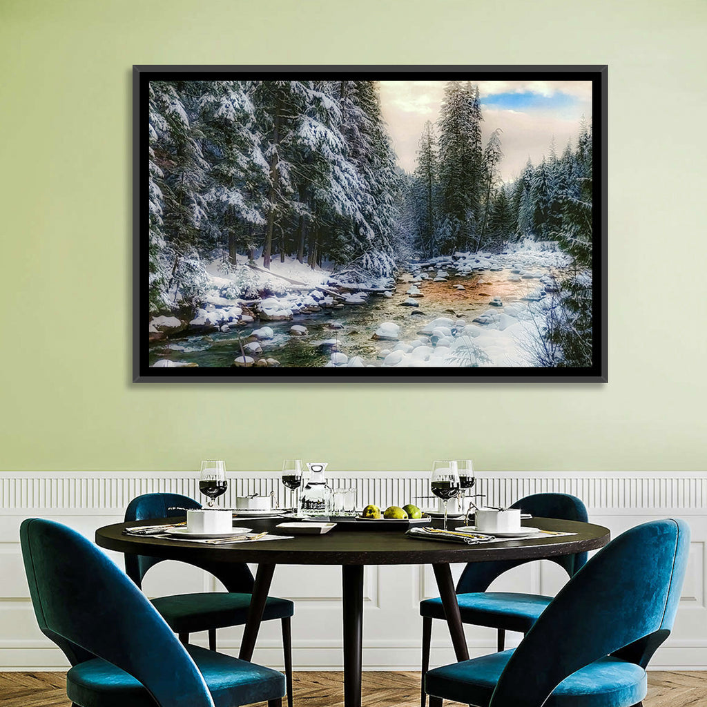 Winter Creek in Snowy Pines Wall Art