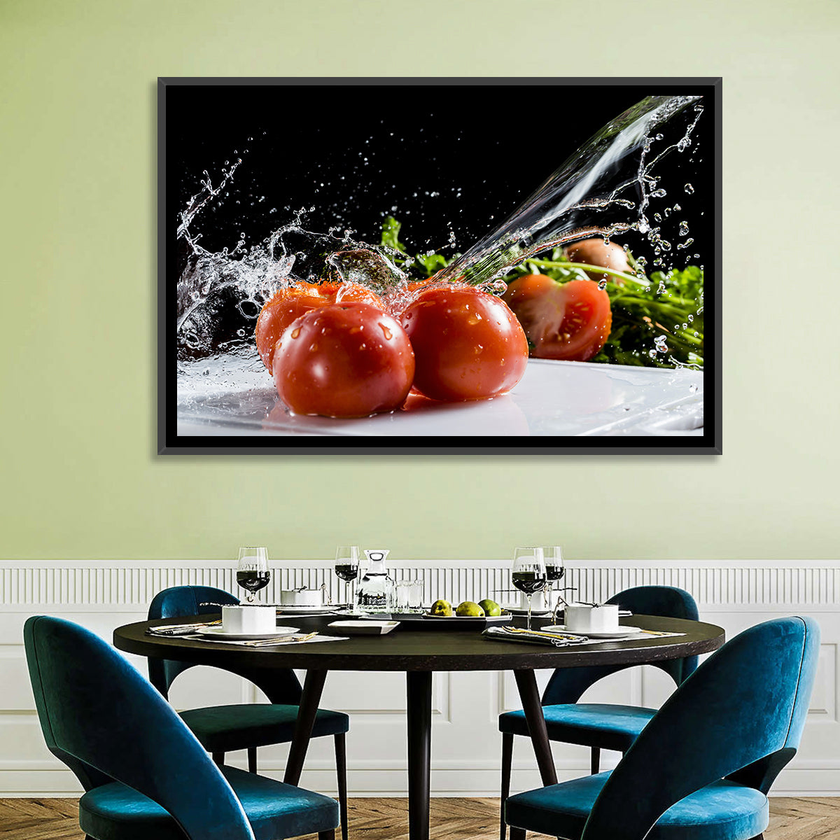 Tomatoes with Water Splash Wall Art
