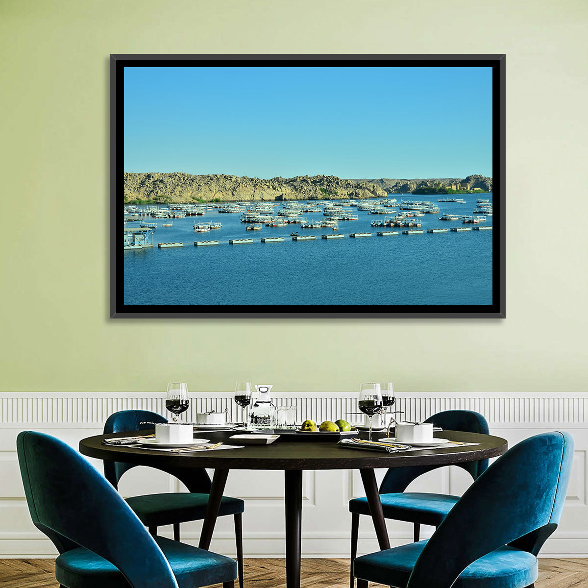 Philae Harbor, Lake Nasser Wall Art in a room, landscape