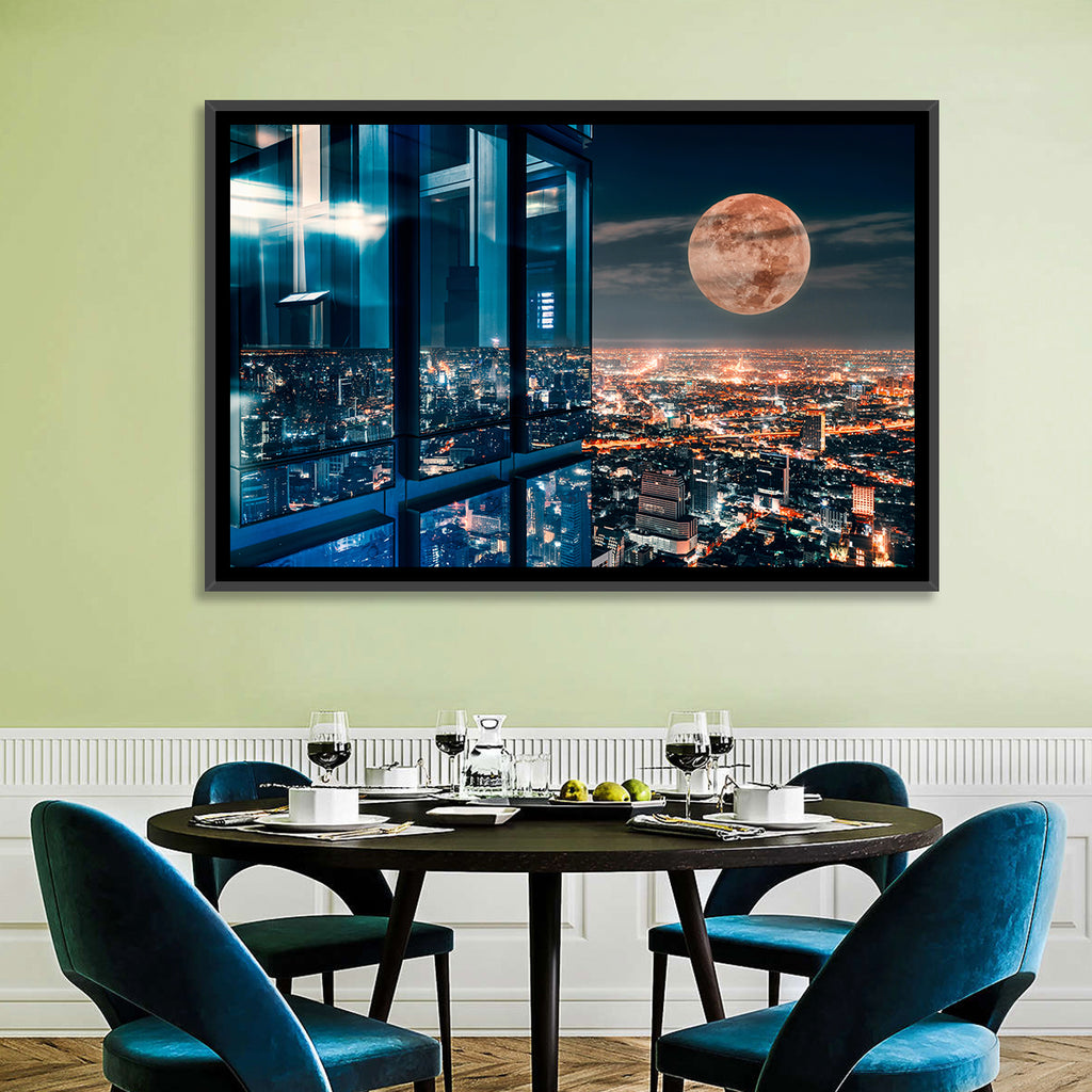 Bangkok Moonlit Skyline Wall Art