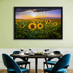 Sunflower Field at Golden Hour Wall Art