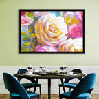 White and Gold Rose Bouquet Wall Art