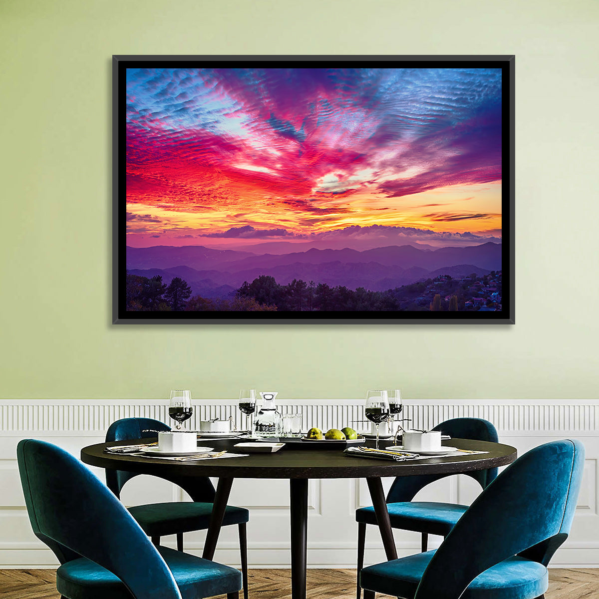 Golden Dusk Cloud Mountains Wall Art