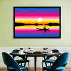 Fisherman Silhouette at Sunset Wall Art