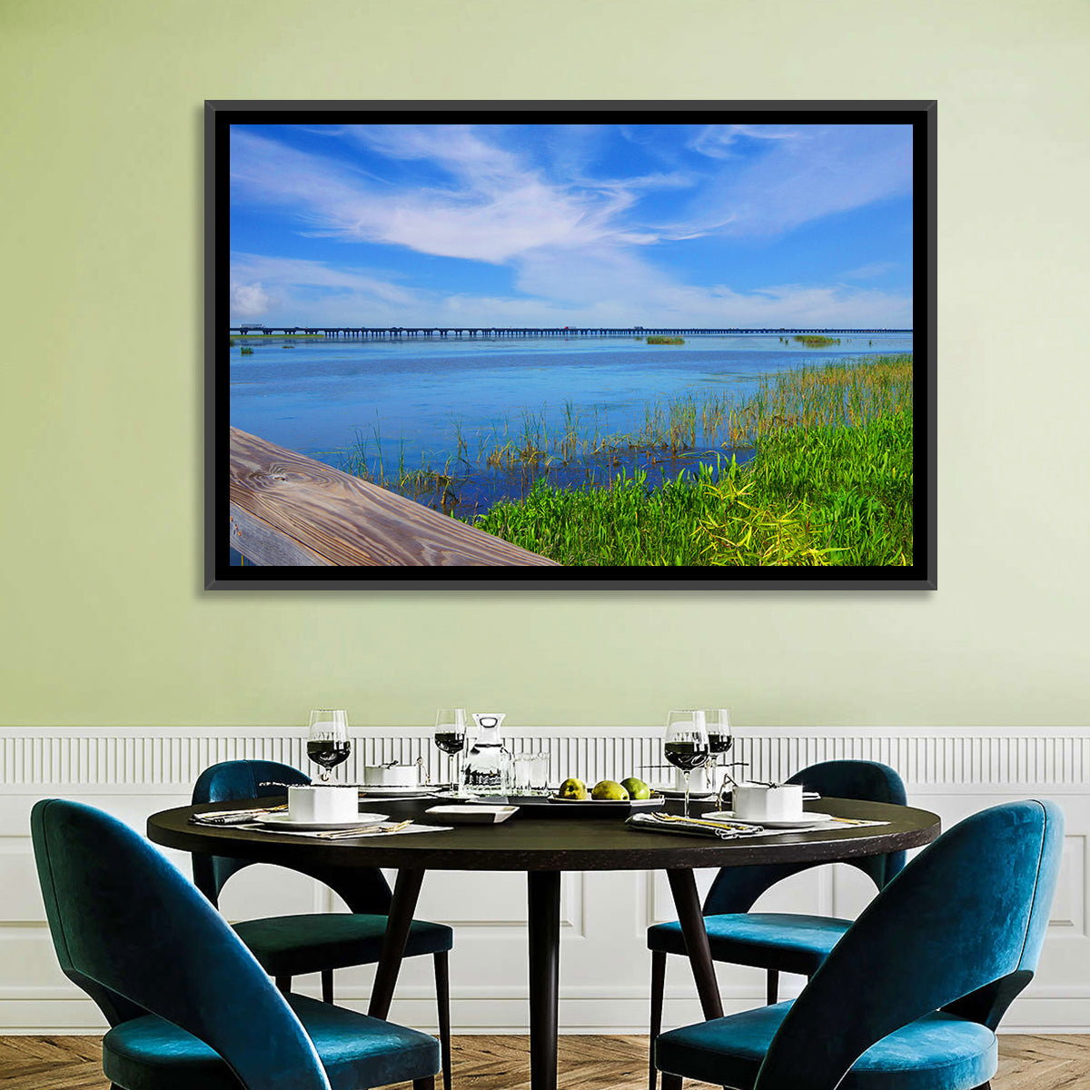 Meaher State Park Boardwalk Wall Art in a room, landscape