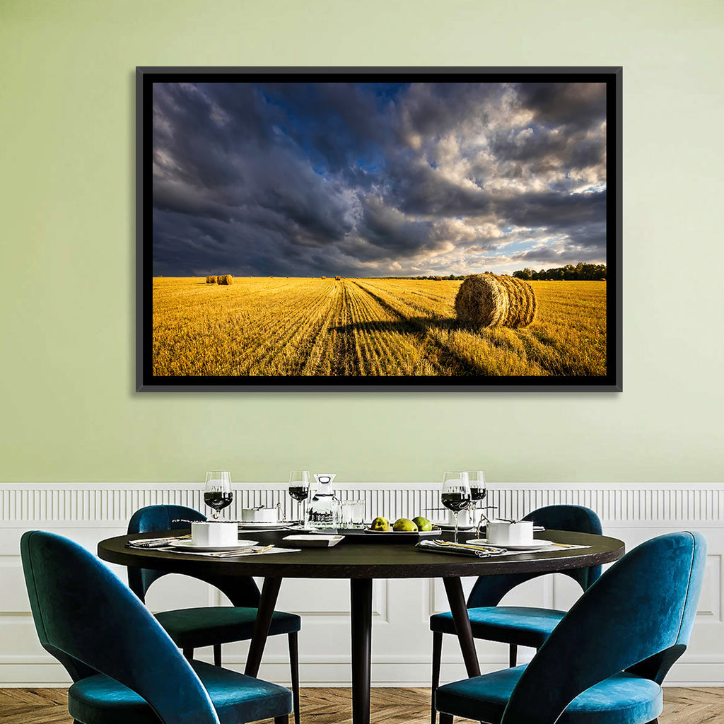 Hay Bale at Golden Hour Wall Art