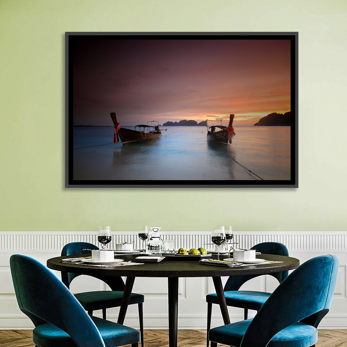 Phi Phi Longtail Boats at Golden Hour Wall Art