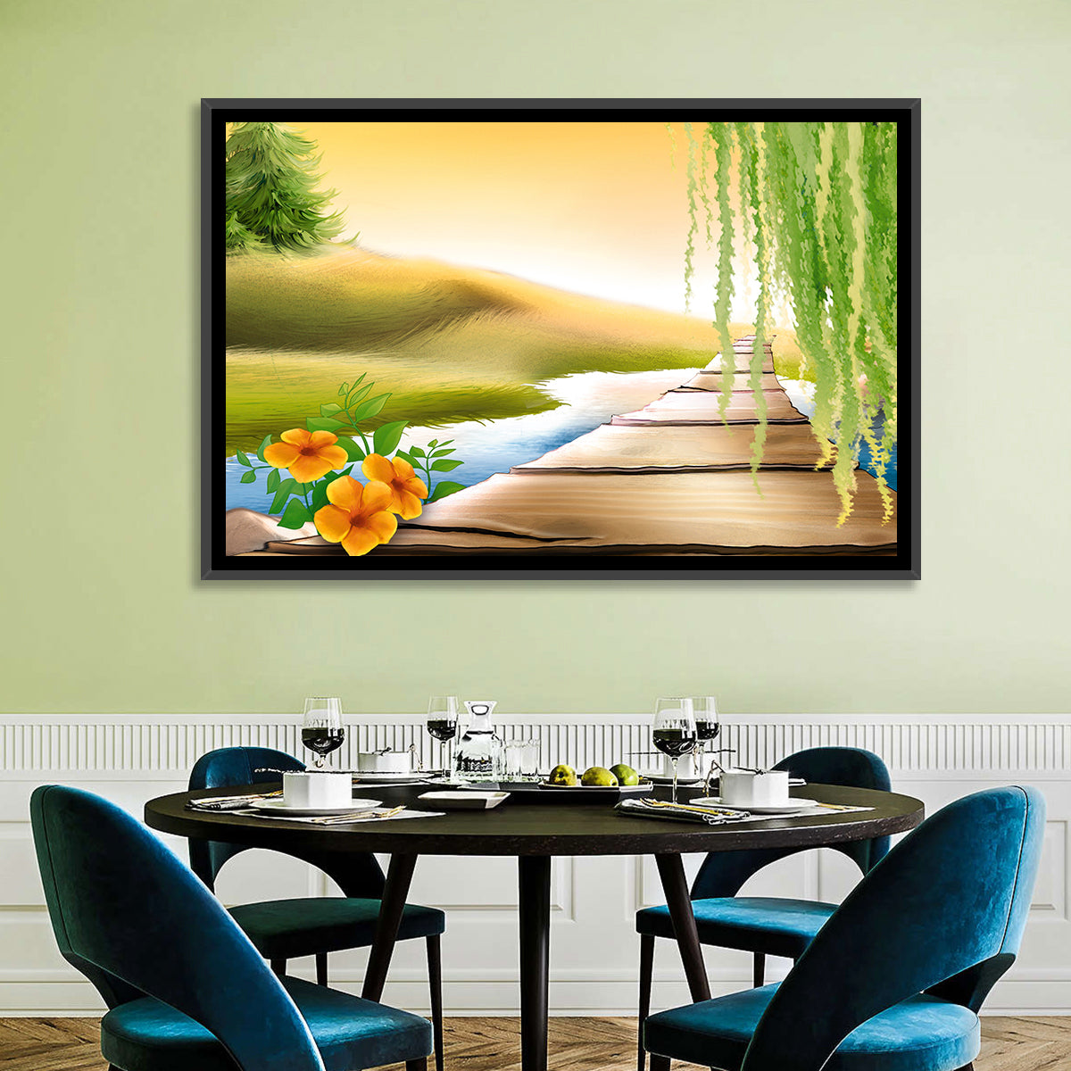 Golden Hour Willow Walkway Wall Art