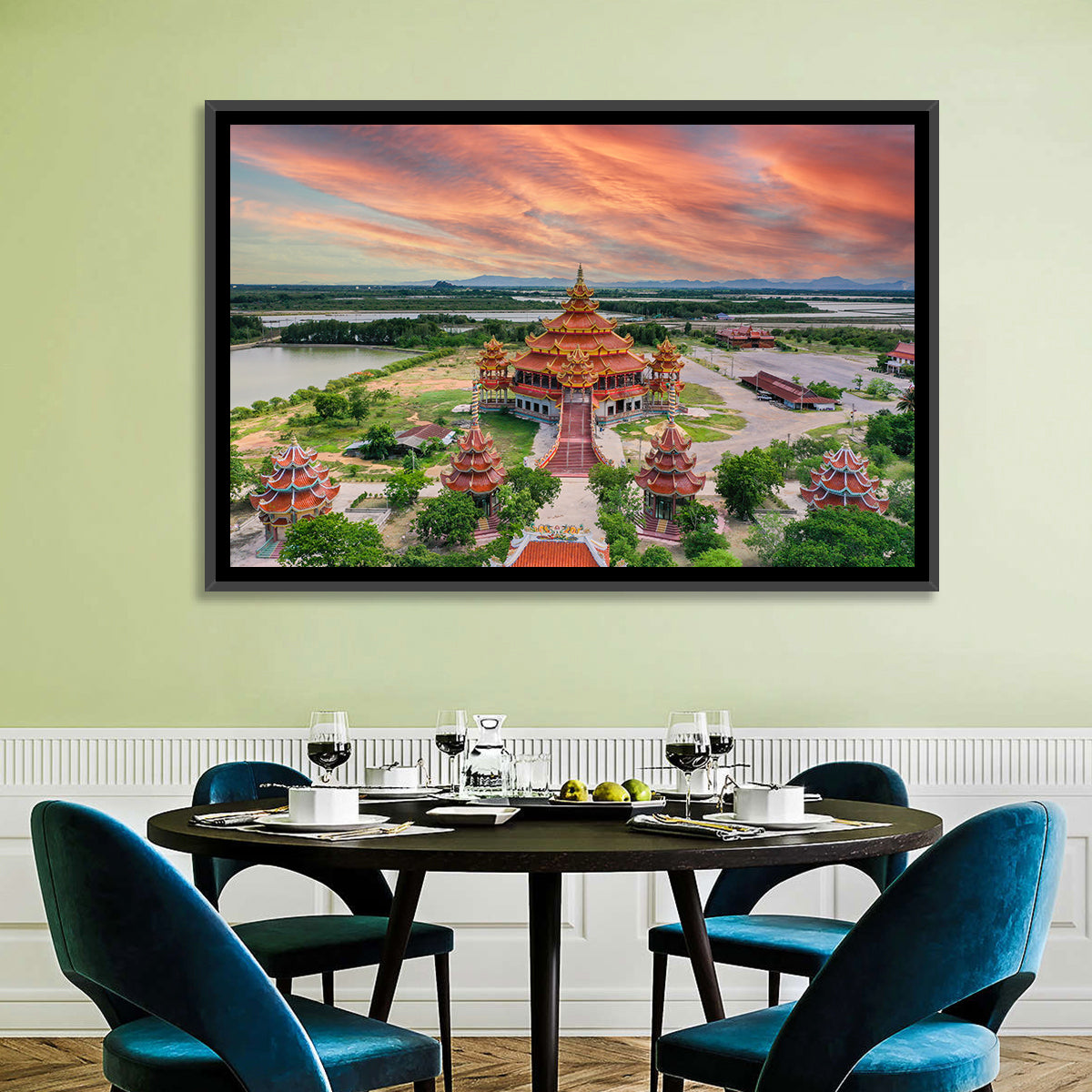 Wat Petch Suwan Temple at Sunset Wall Art