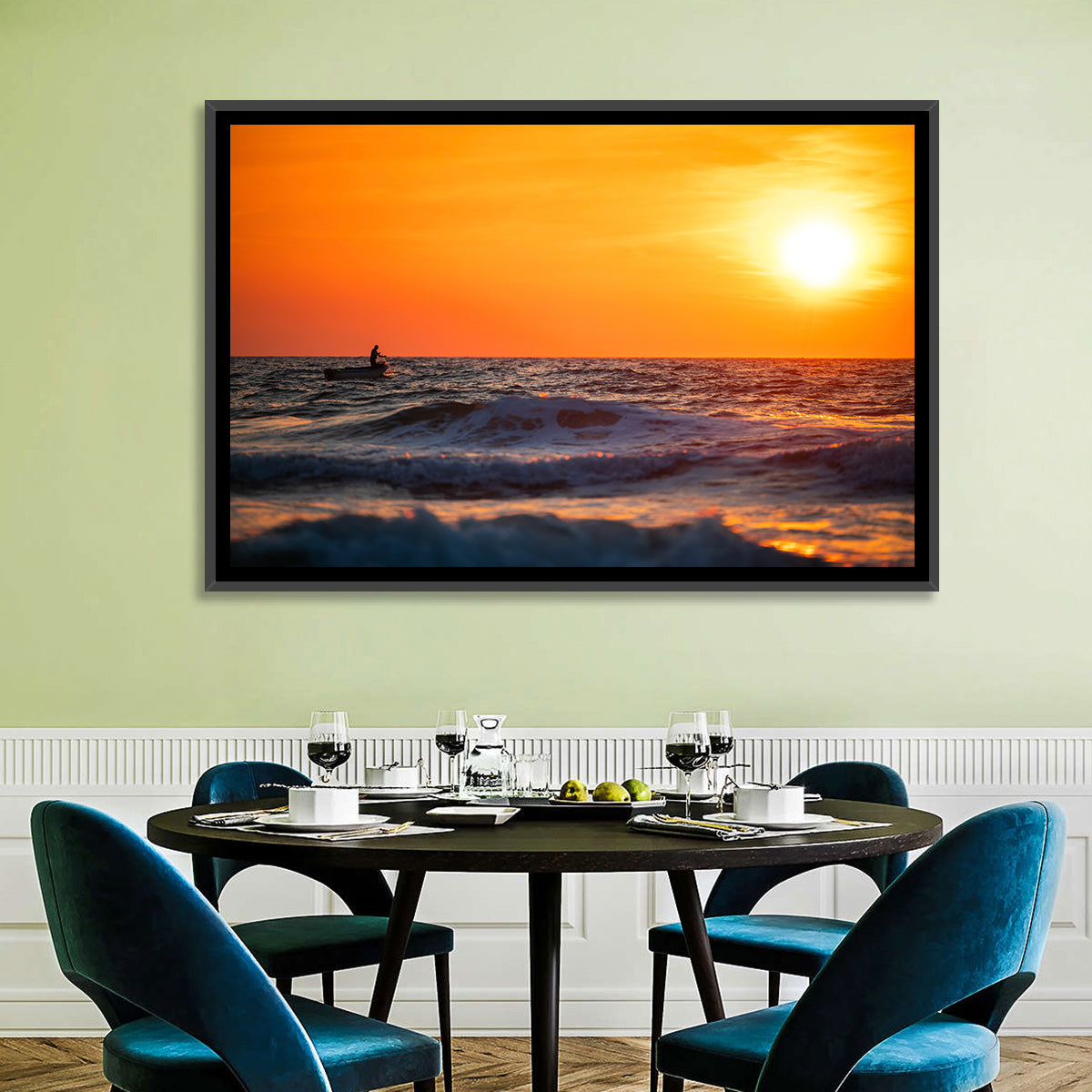 Sunset Fisherman Wall Art