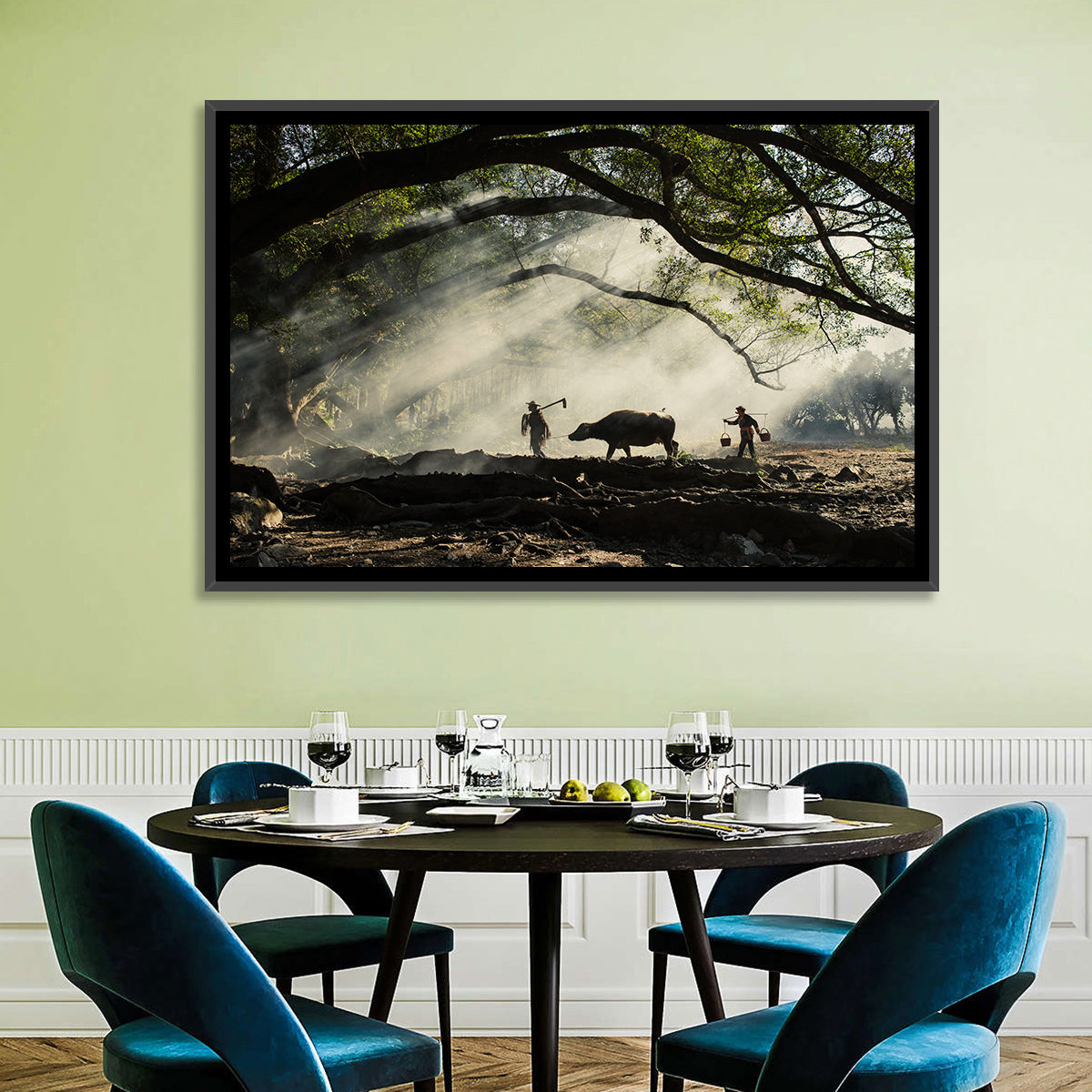 Village Morning with Buffalo Wall Art