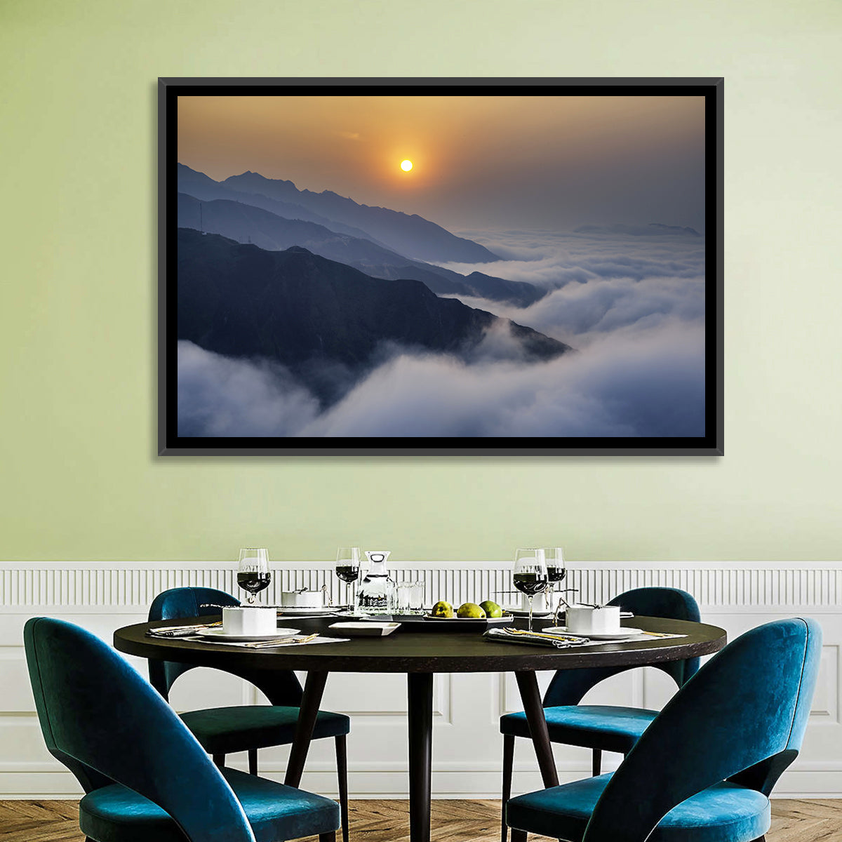 Ta Xua Range at Golden Dawn Wall Art in a room, landscape