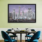 Purple Dusk Futuristic Cityscape Wall Art