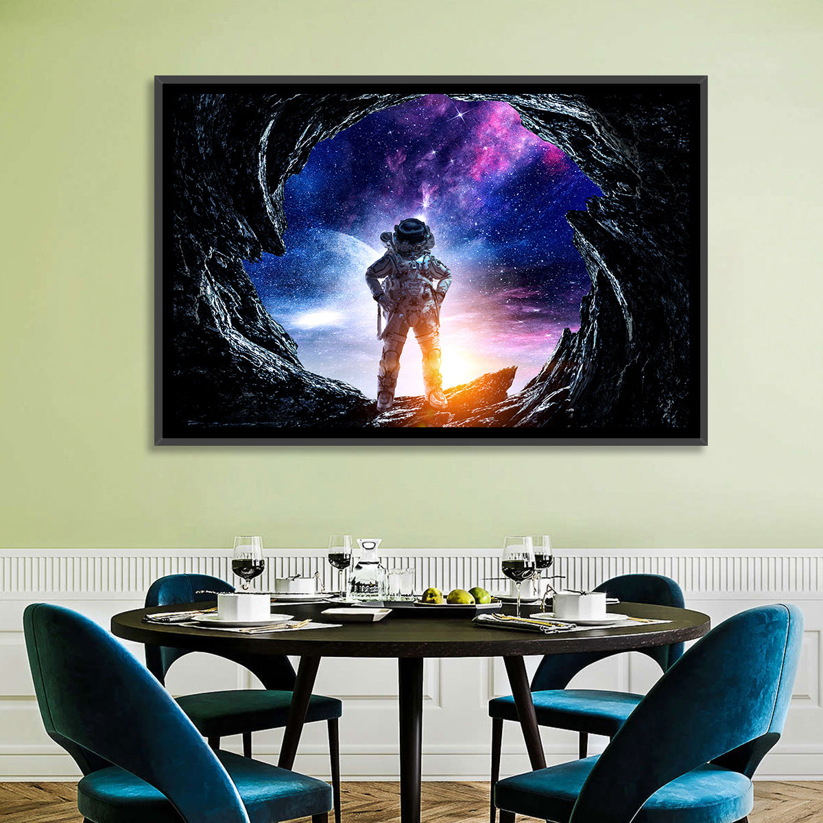 Astronaut at Alien Planet Cave Wall Art