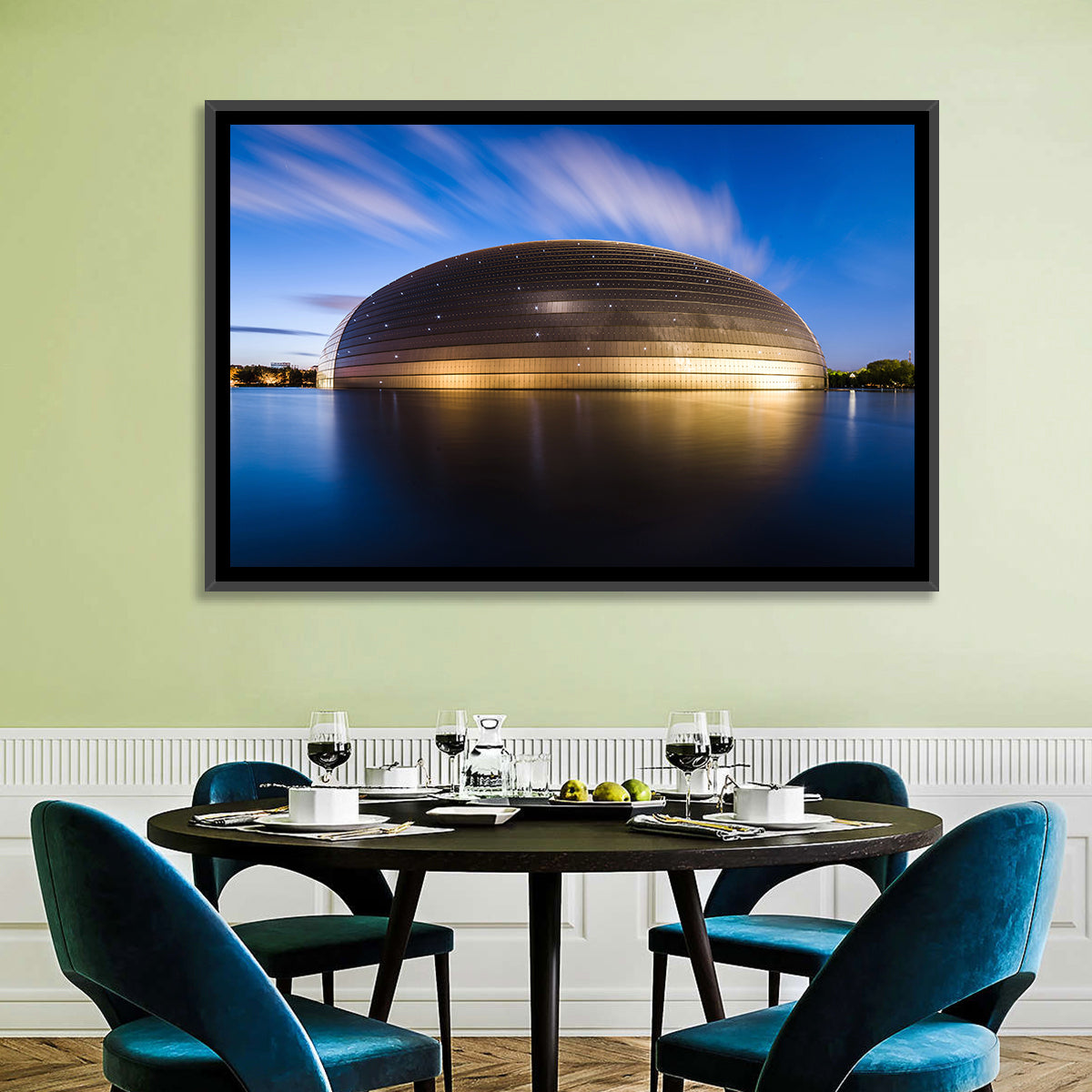 Beijing Giant Egg Dome Wall Art in a room, landscape