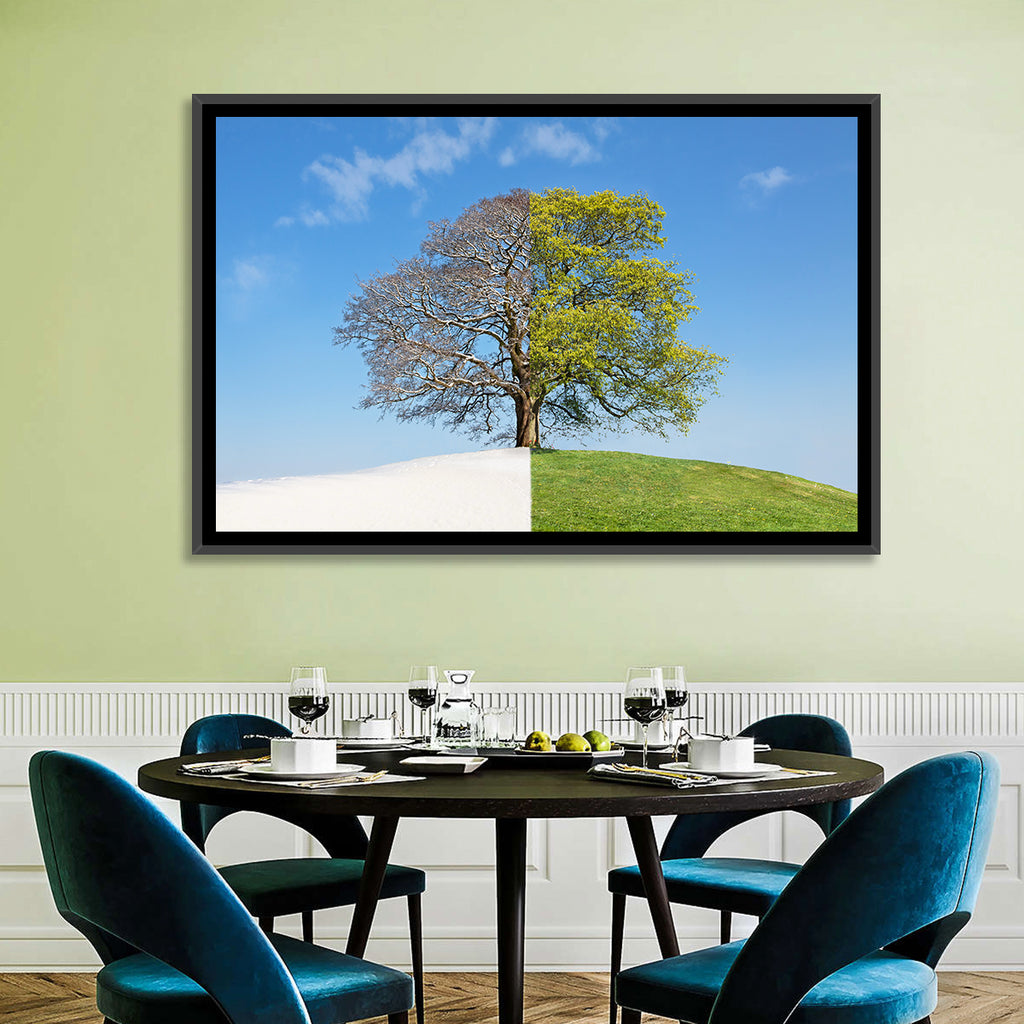 Split Season Tree Landscape Wall Art