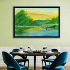 Rowboat on Serene Lake Watercolor Wall Art