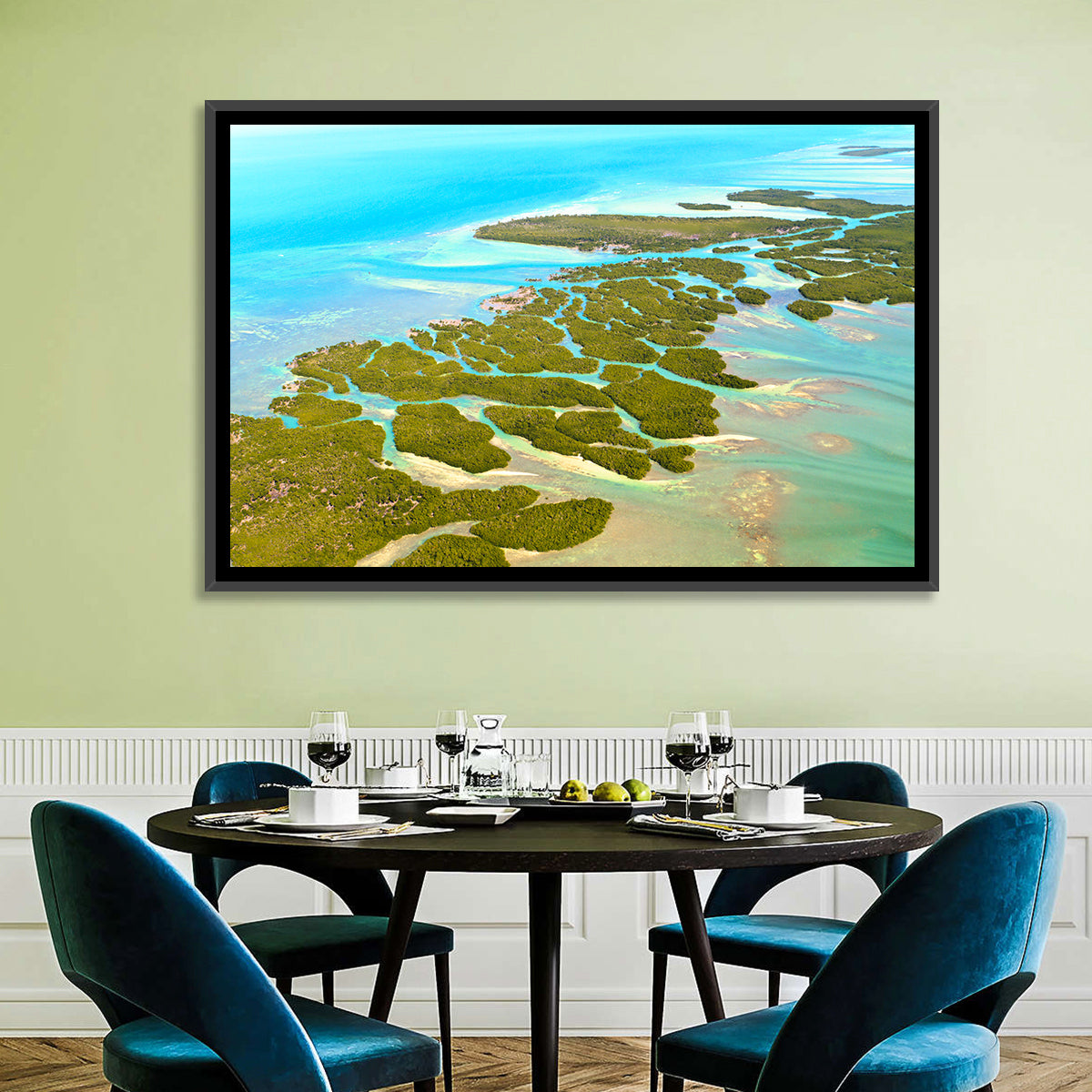 Florida Keys Mangrove Islands Wall Art in a room, landscape