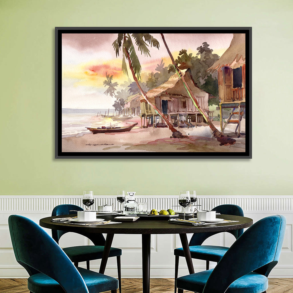 Malaysian Coastal Village at Sunset Wall Art