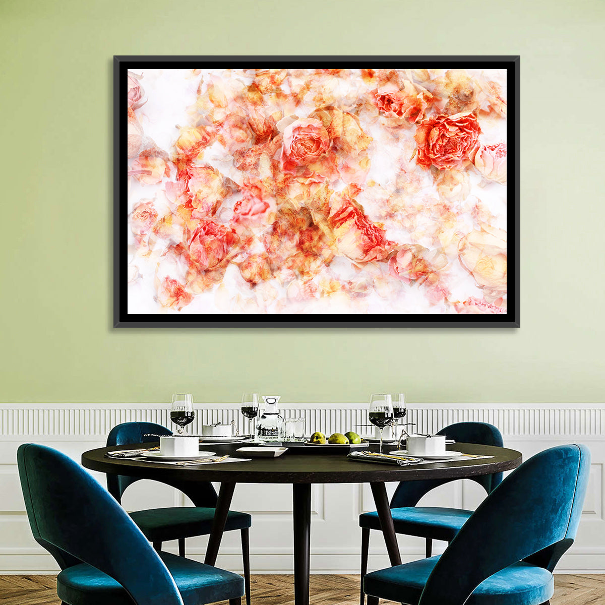 Scattered Dried Rose Petals Wall Art in a room, landscape
