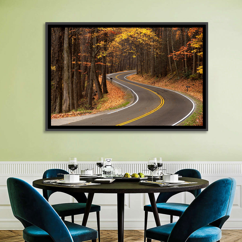 S-curve Road Through Autumn Forest Wall Art