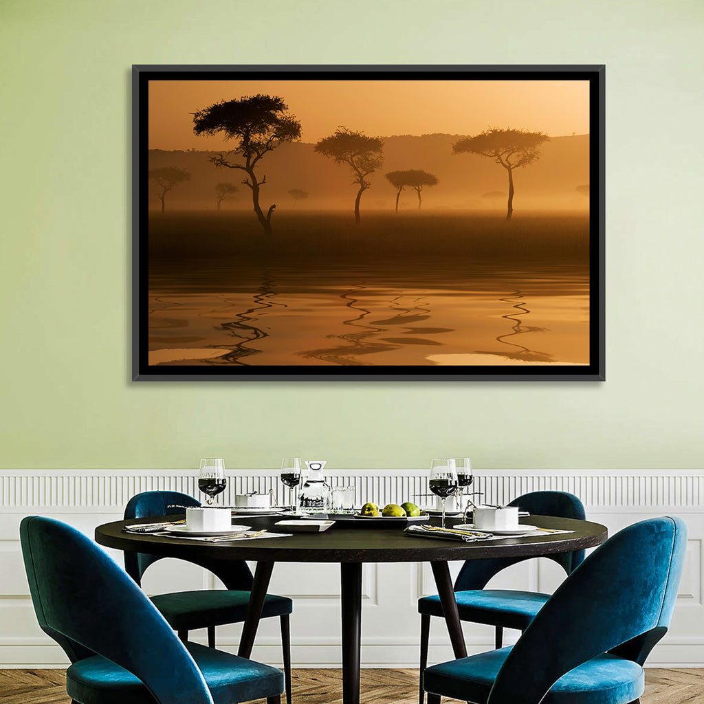 Savanna Sunset Acacia Silhouettes Wall Art