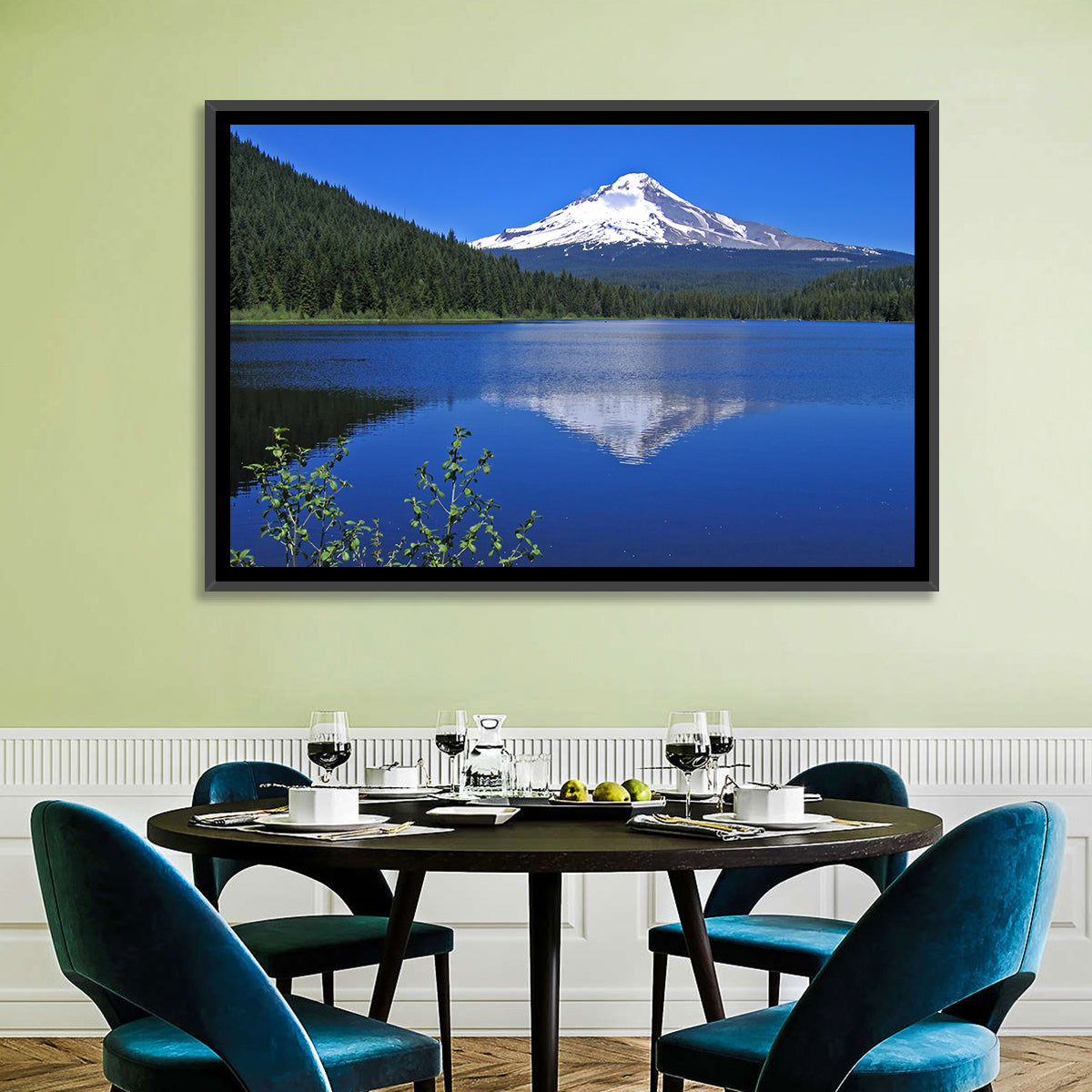 Mount Hood at Trillium Lake Wall Art in a room, landscape