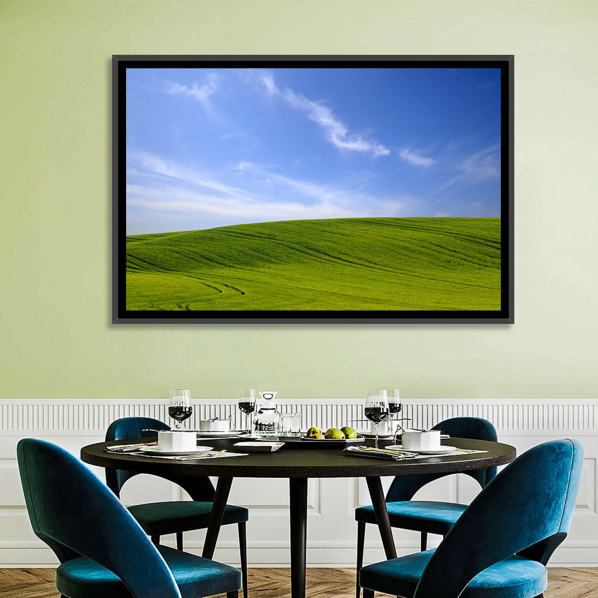 Green Hill And Blue Sky Wall Art