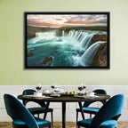 Goðafoss Waterfall at Golden Hour Wall Art