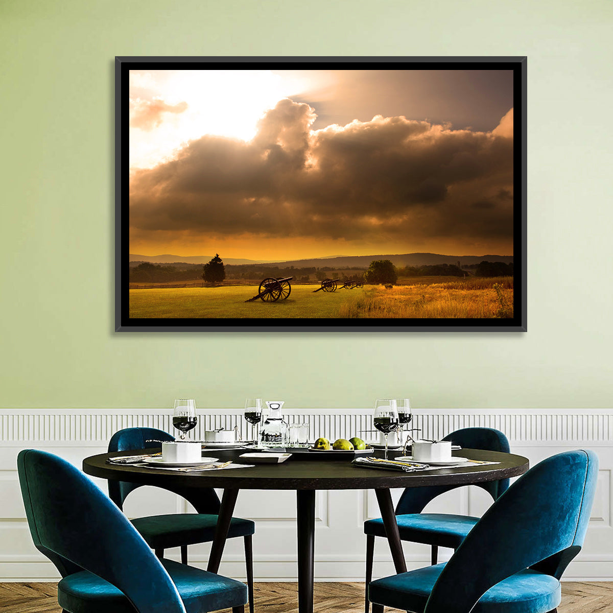 Antietam Civil War Battlefield Wall Art in a room, landscape