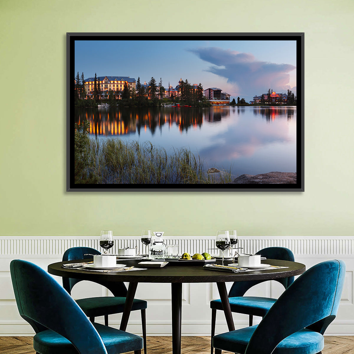 Štrbské Pleso at Dusk Wall Art in a room, landscape