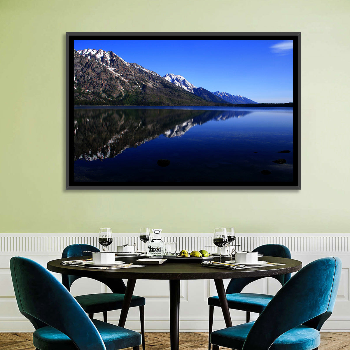 Jenny Lake Wall Art in a room, landscape