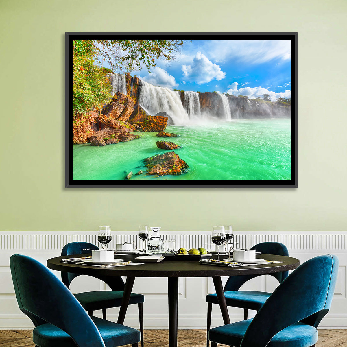 Dray Nur Waterfall Wall Art in a room, landscape