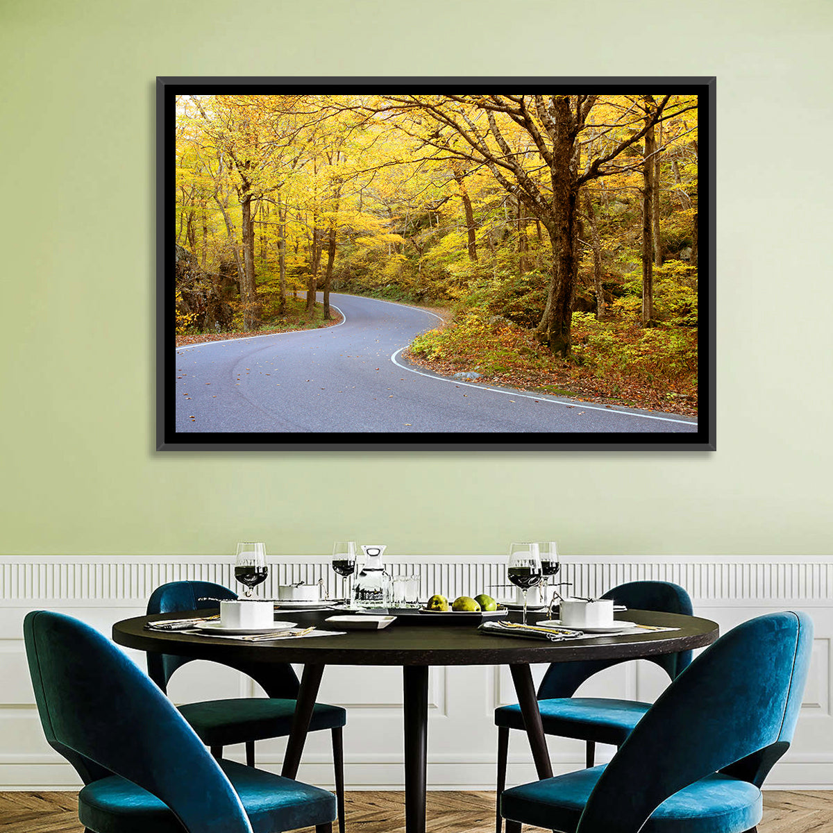 Winding Road Through Autumn Foliage Wall Art