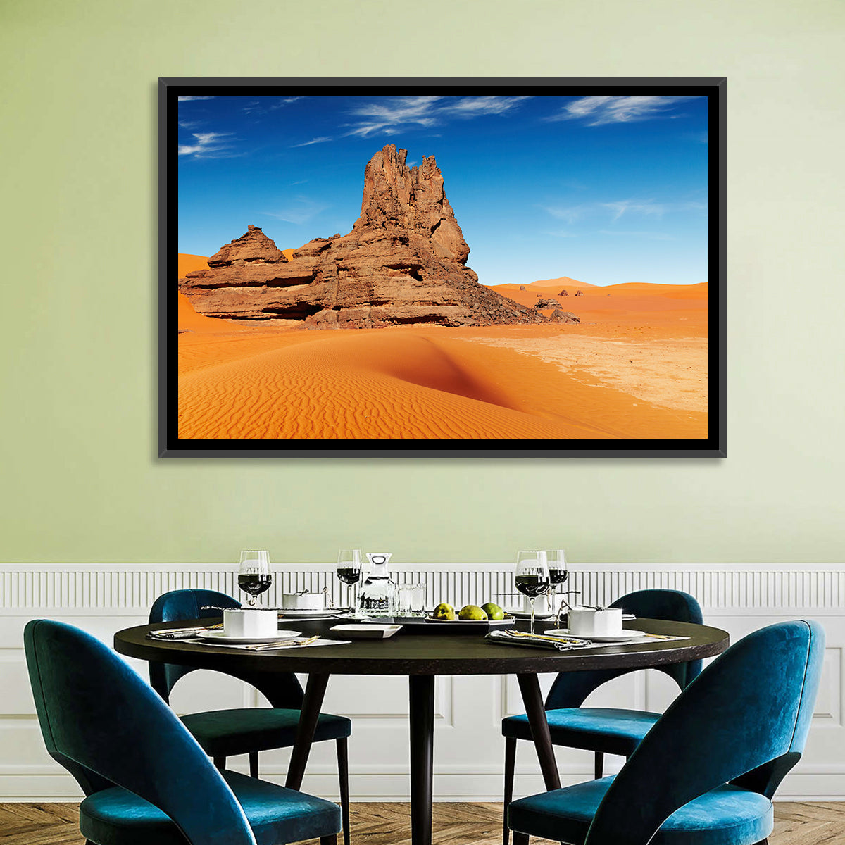 Sahara Rock Formation Landscape Wall Art in a room, landscape