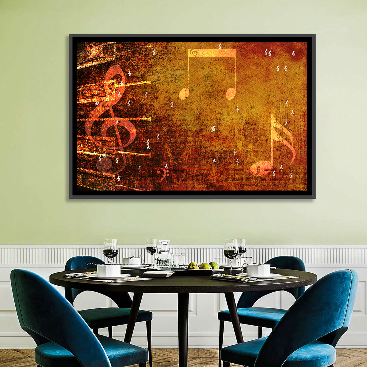 Grunge Sheet Music Collage Wall Art