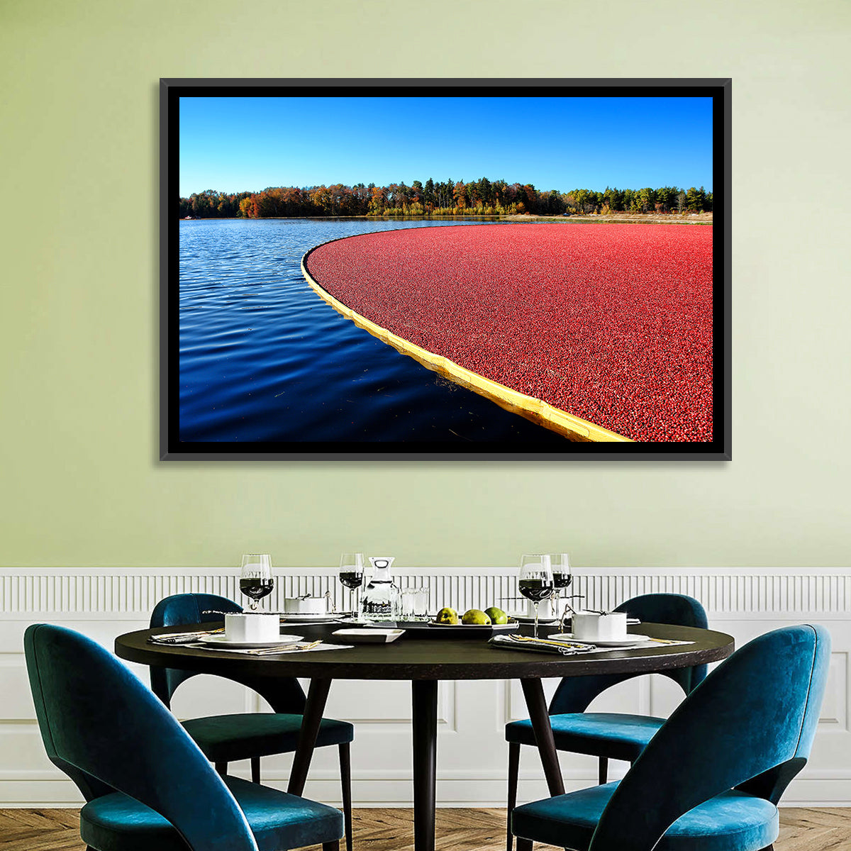 Flooded Cranberry Bog Wall Art in a room, landscape