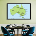 Minimalist Australia Map with State Labels Wall Art