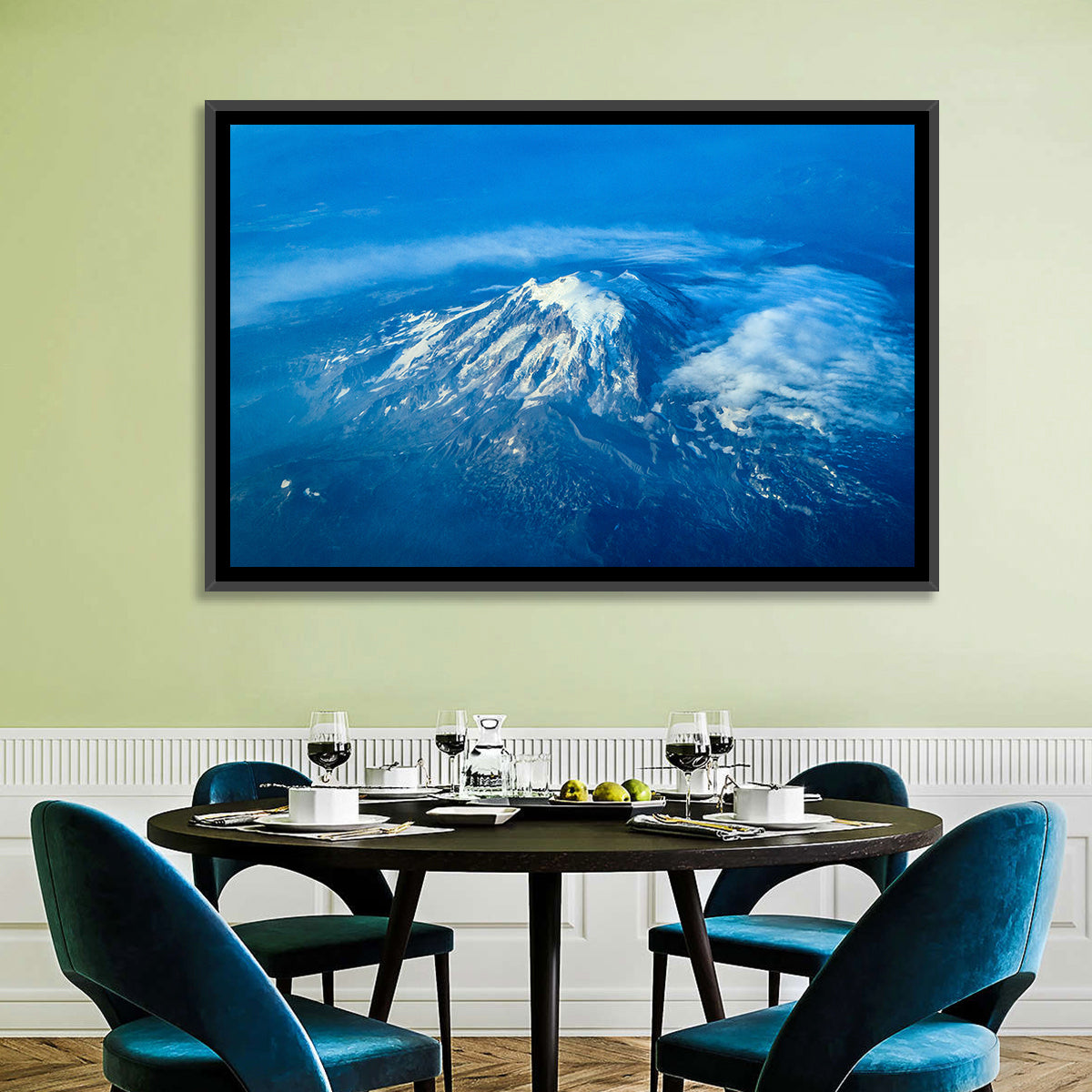 Mount Rainier Above the Clouds Wall Art in a room, landscape