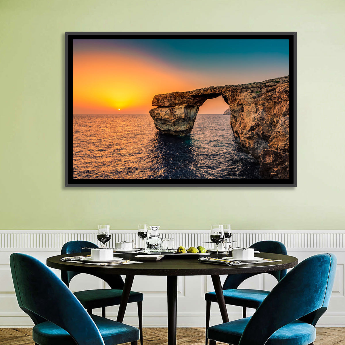Azure Window Sunset, Dwejra Wall Art in a room, landscape