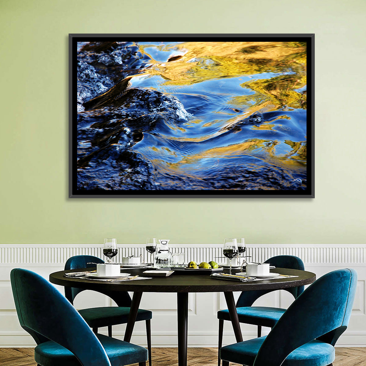 Flowing Stream with Golden Reflections Wall Art