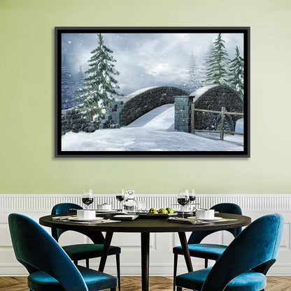Snowy Park Bridge Wall Art