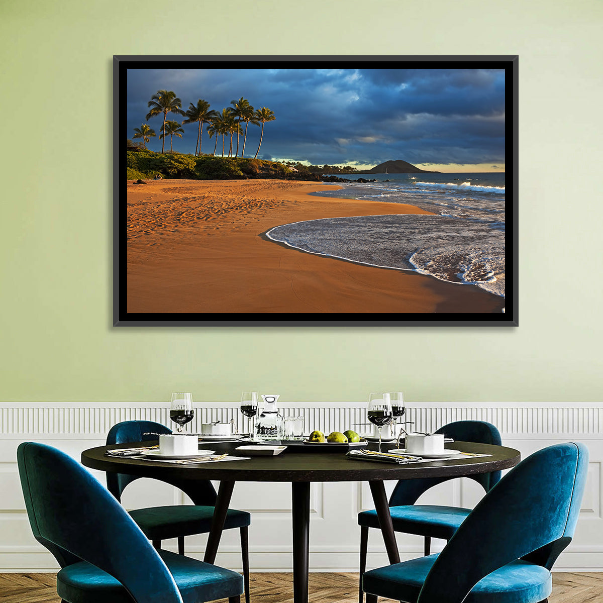 Poolenalena Beach Sunset Wall Art in a room, landscape